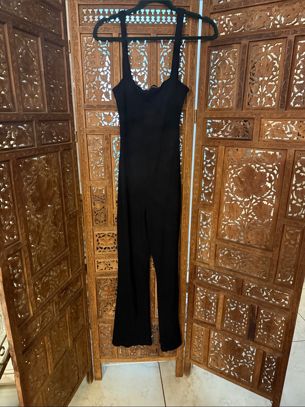 Reformation Black Slim-Strap Jumpsuit